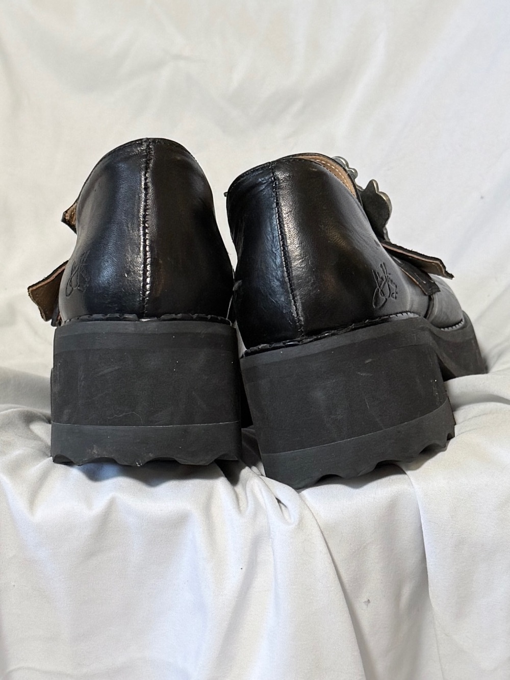 John Fluevog Shoes Asta Black Buckled Platform Shoe - Picture 5 of 6